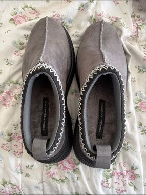 French Connection Gray Slip-On Suede-Style Loafers